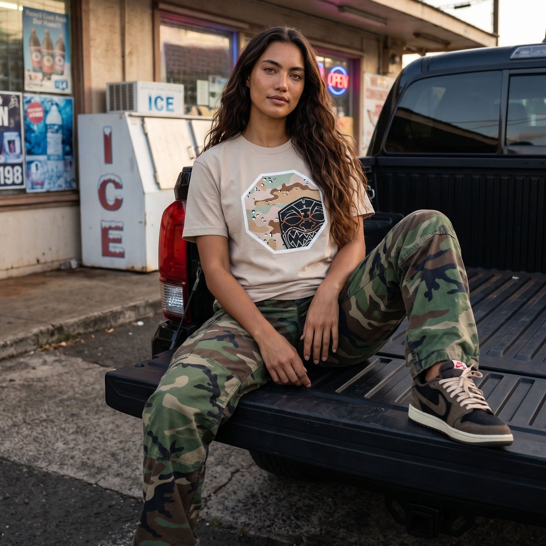 Chocolate Chip Camo Octogon Shirt